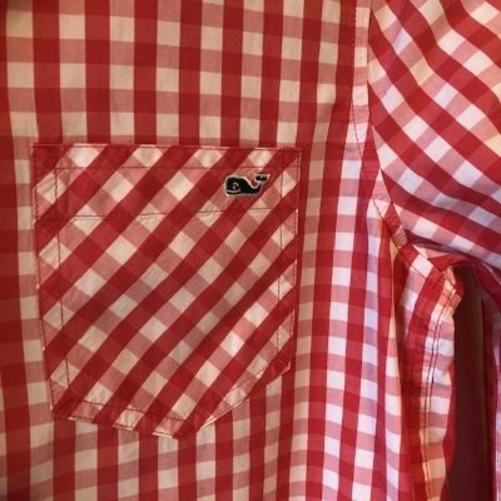 Vineyard Vines Red Checked Button Down Shirt Size… - image 3
